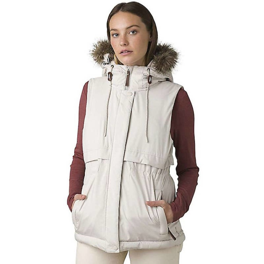 New PrAna Women's Banajaara Vest Down Hooded Removable Faux Fur Small NWT